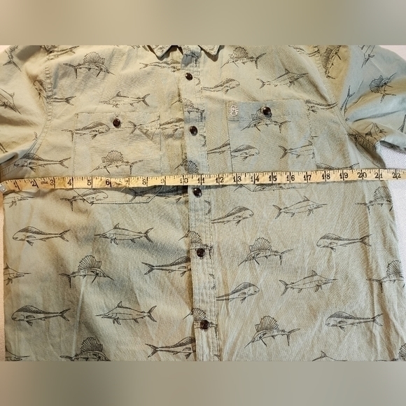 Coleman Men's Guide Short Sleeve Green Button-down Fish‎ Shirt Medium - Picture 6 of 13